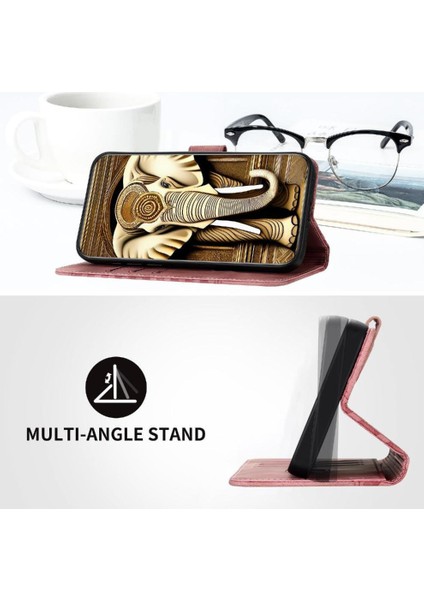Xiaomi Redmi 13 Için Flip Case Geometrik Desen Darbeye Deri Kılıf Pu (Yurt Dışından)