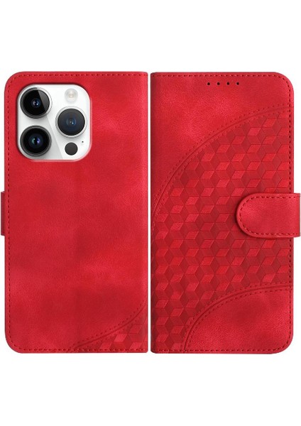 IPhone 16 Için Flip Case Pro Pu Deri Kapak Çevirin Geometrik Desen Kılıf (Yurt Dışından)