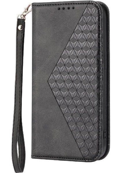 IPhone 13 Için Flip Case Pro Max Eşkenar Dörtgen Şekli Günlük Kullanım Cüzdan El Kayışı (Yurt Dışından)