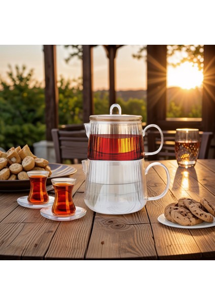 Aqualine Borosilikat Cam Midi Çaydanlık