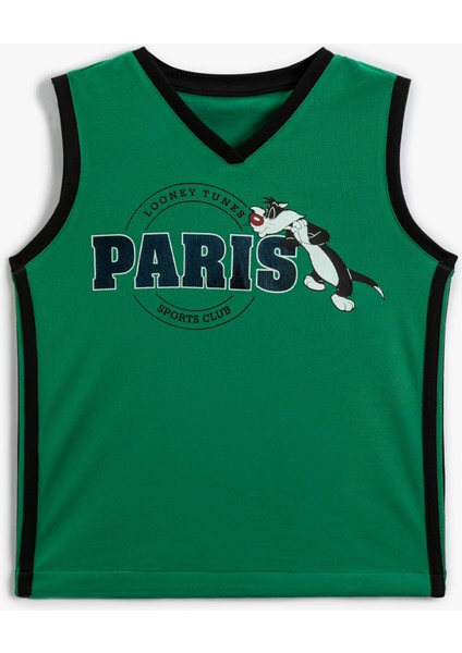 Lisanslı Atlet Sylvester Baskılı V Yaka Kolsuz modelleri