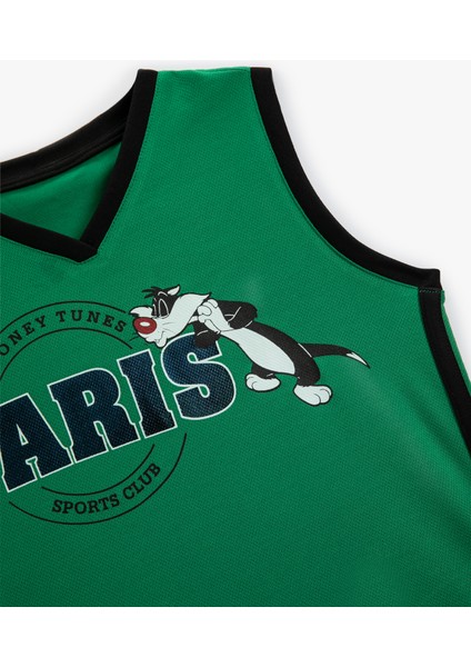 Lisanslı Atlet Sylvester Baskılı V Yaka Kolsuz indirimleri