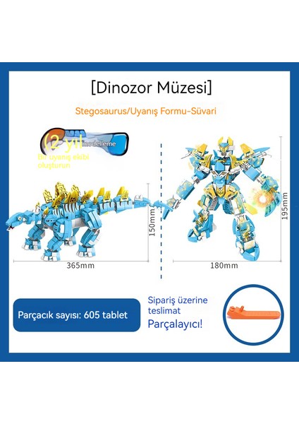 Hyodontosaurus Küçük Parçacık Yapı Taşı Deformasyon Robot Dinozor Müzesi Modeli Yapı Taşı Montaj Oyuncak (Yurt Dışından)