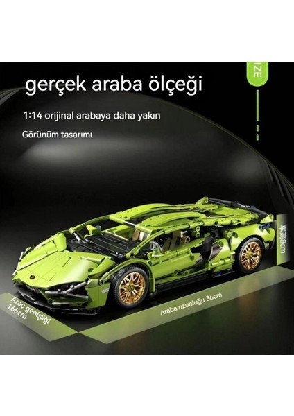 Lambo Green Bull Gini Montajlı Yapı Taşı Araba Spor Araba Yarışı Oyuncak Erkekler Için Hediye (Yurt Dışından)