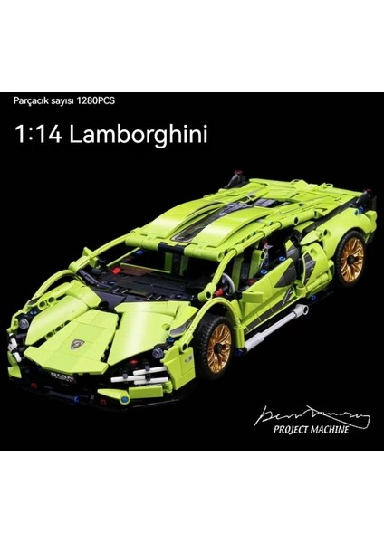Lambo Green Bull Gini Montajlı Yapı Taşı Araba Spor Araba Yarışı Oyuncak Erkekler Için Hediye (Yurt Dışından)