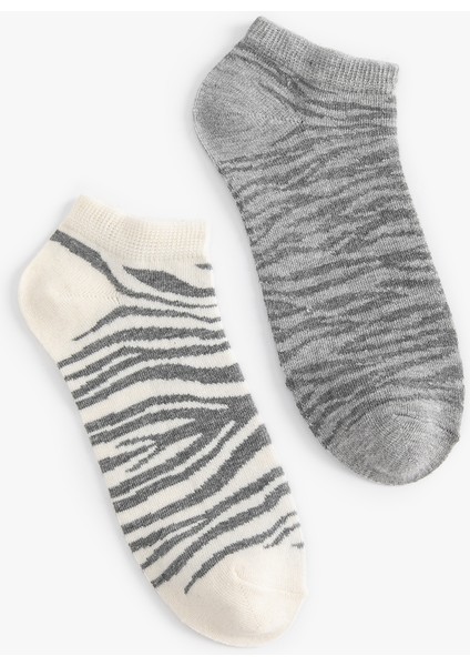 Zebra Desenli Patik Çorap Seti 2'li