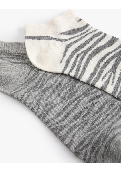Zebra Desenli Patik Çorap Seti 2'li