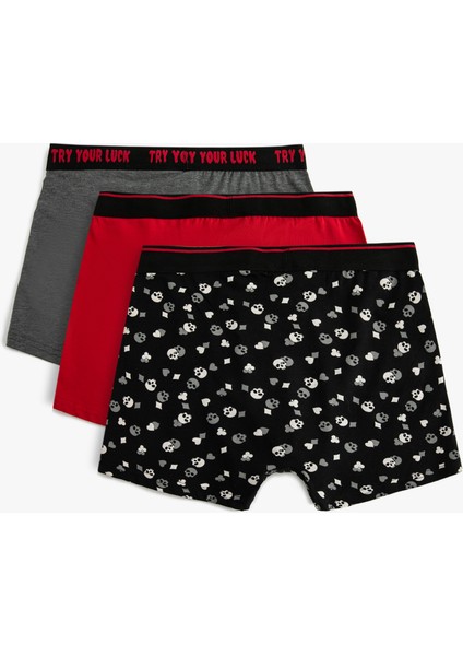 3'lü Boxer Seti Kuru Kafa Baskılı Çok Renkli Pamuklu fiyatları