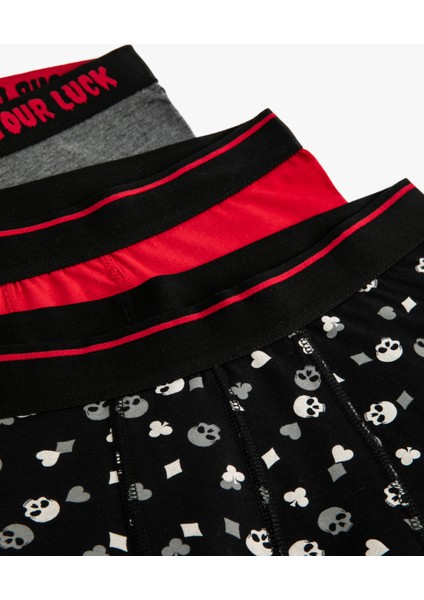 3'lü Boxer Seti Kuru Kafa Baskılı Çok Renkli Pamuklu indirimleri