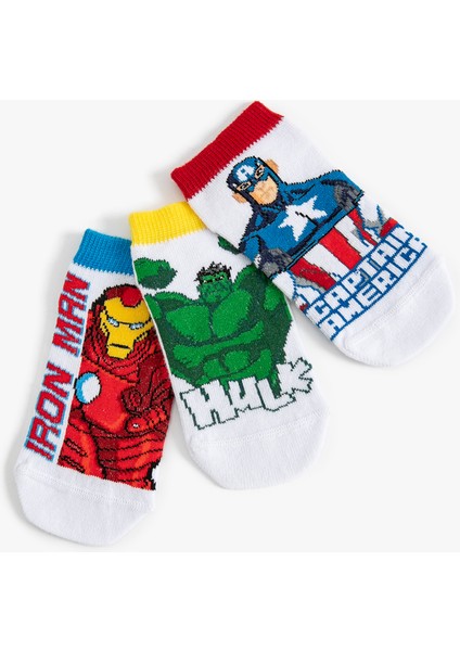 3'lü Lisanslı Marvel Baskılı Çorap Seti