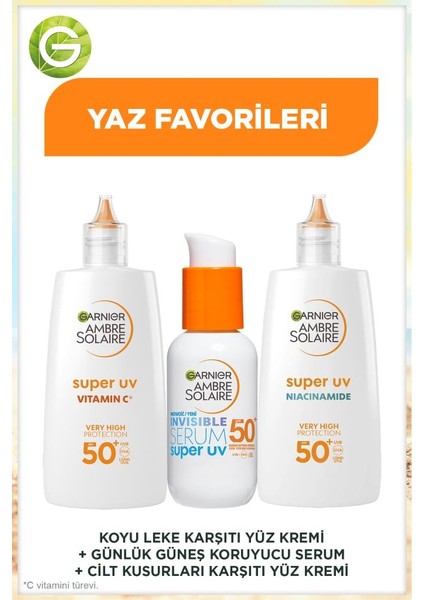 Garnier Ambre Solaire Koyu Leke Karşıtı Uv Fluid + Günlük Güneş Koruyucu Uv + Niasinamid Güneş Koruyucu Fluid