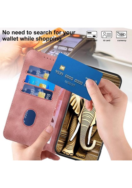 Realme C30 Manyetik Kart Tutucu Için Flip Case Darbeye Deri Kılıf Flip (Yurt Dışından)