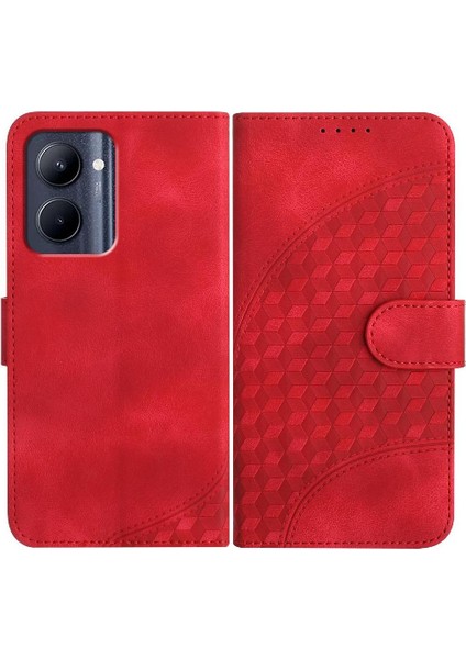 Realme C33 Manyetik Kart Tutucu Flip Iş Geometrik Kılıf Için Flip Case (Yurt Dışından)