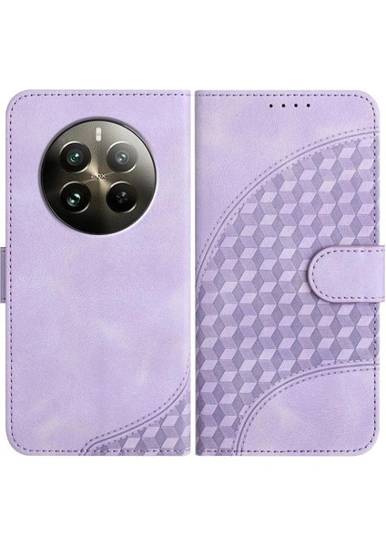 Realme 12 Artı Pu Deri Kapak Çevirin Manyetik Kart Tutucu (Yurt Dışından)