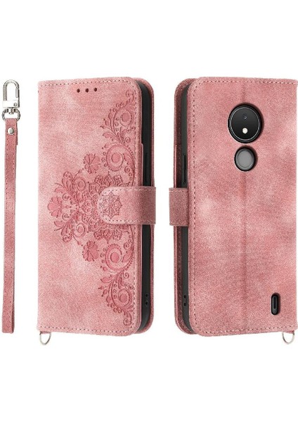 Nokia C21 Kabartmalı Darbeye Bileklik Çoklu Kredi Kartı Için Flip Case (Yurt Dışından)