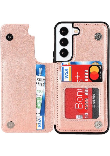 Samsung Galaxy S22 Flip Darbeye Çift Için Kart Tutucu Kılıf ile Cüzdan (Yurt Dışından)