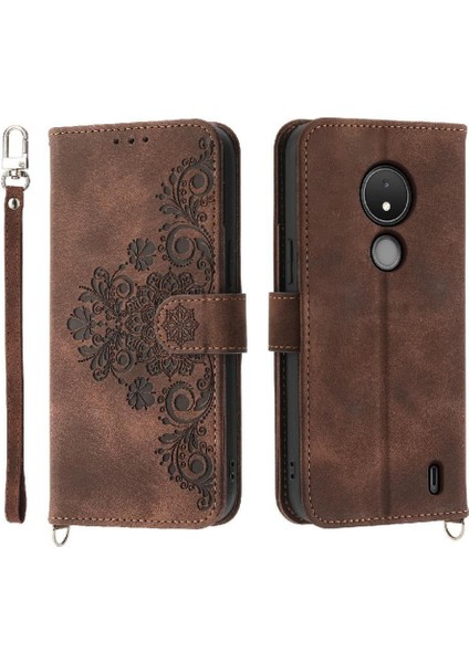 Nokia C21 Kabartmalı Darbeye Bileklik Çoklu Kredi Kartı Için Flip Case (Yurt Dışından) fırsatları
