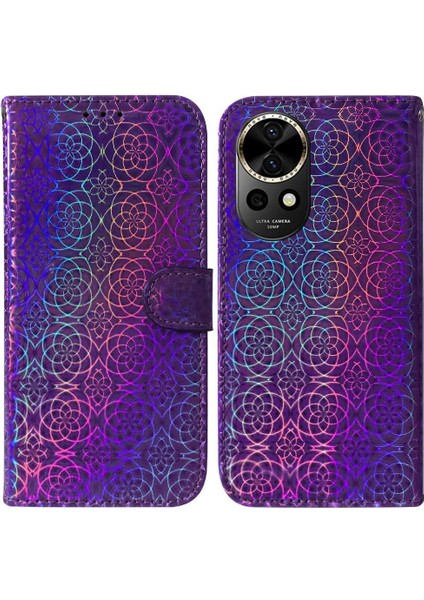 Huawei Nova 12 Için Flip Case Standı Tutucu Glitter Renkli Cüzdan Kılıf Pu (Yurt Dışından)