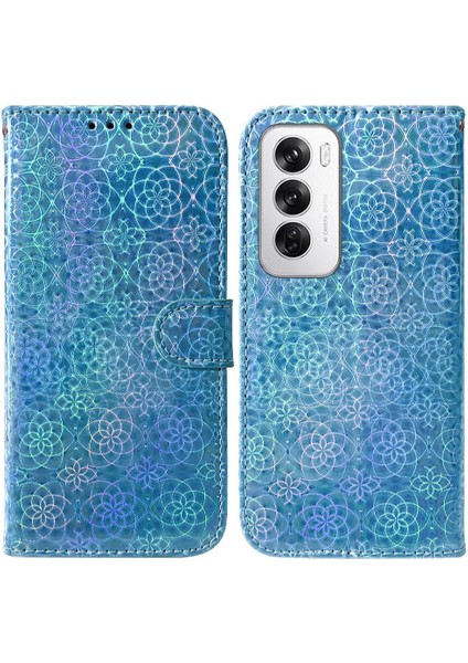 Oppo Oppo 12 5g Premium Pu Deri Glitter Renkli Standı Için Flip Case (Yurt Dışından)