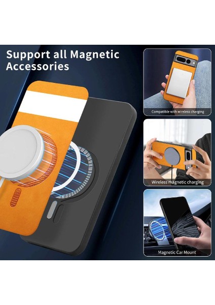 Google Piksel 7 Pro Kablosuz Şarj Ince Magsafe Araba Için Flip Case (Yurt Dışından) modelleri