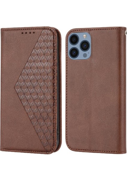 IPhone 12 Için Flip Case Pro Max Eşkenar Dörtgen Şekli El Kayışı Standı Cüzdan Kullanımı (Yurt Dışından)
