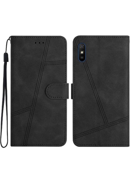 Xiaomi Redmi 9A Için Flip Case Cüzdan Pu Deri Bilek Kayışı Flip Folio (Yurt Dışından)