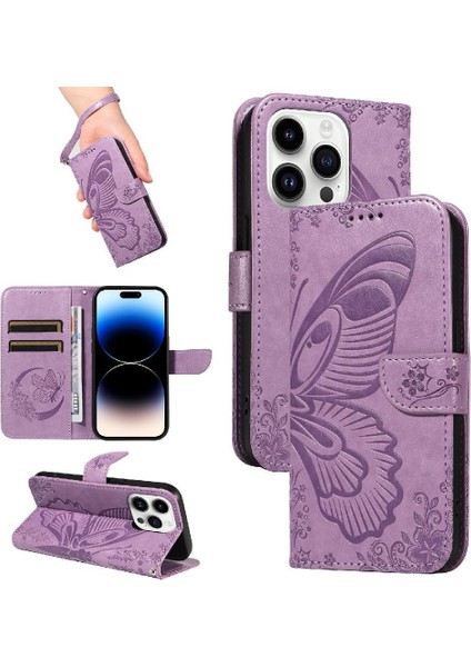 Kredi Kartı Yuvası ile IPhone 14 Pro Max Yüksek Kalite Deri Için Flip Case (Yurt Dışından)
