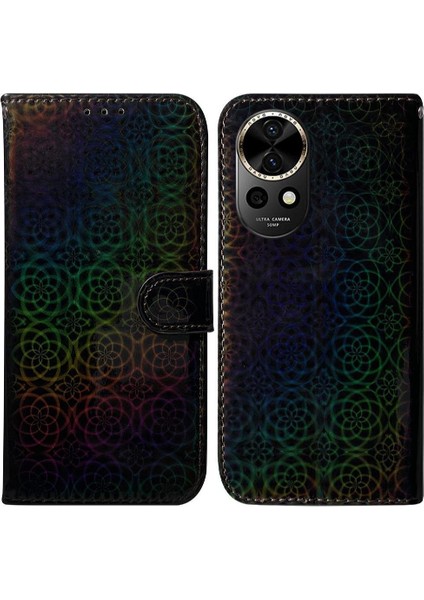 Huawei Nova 12 Için Flip Case Standı Tutucu Glitter Renkli Cüzdan Kılıf Pu (Yurt Dışından)