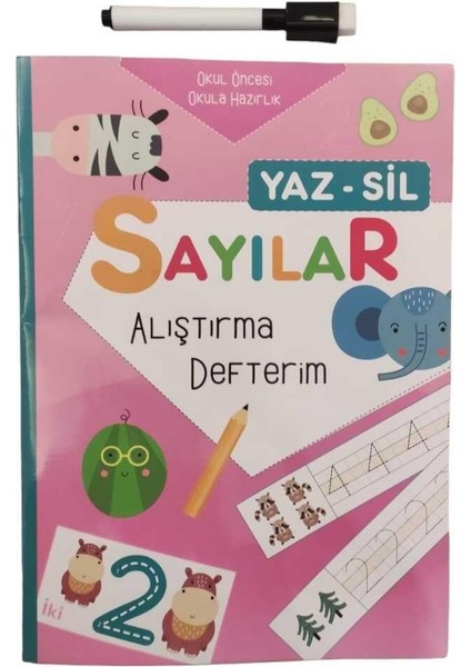 Yaz Sil Sayılar Alıştırma Defteri Okul Öncesi Bitmeyen Yazı Defteri