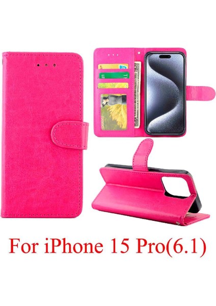 IPhone 15 Için Flip Case Pro Pu Deri Kart Tutucu Darbeye Kickstand (Yurt Dışından)