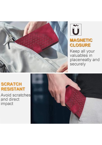 IPhone 16 Için Flip Case Artı Pu Deri Kapak Çevirin Geometrik Desen Kartı (Yurt Dışından)