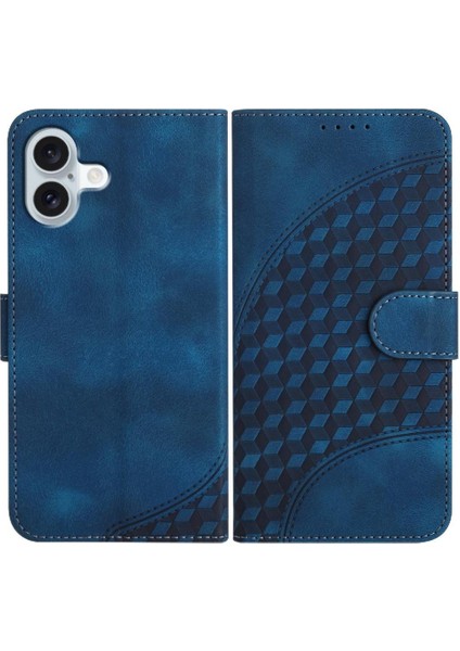 IPhone 16 Için Flip Case Artı Pu Deri Kapak Çevirin Geometrik Desen Kartı (Yurt Dışından)