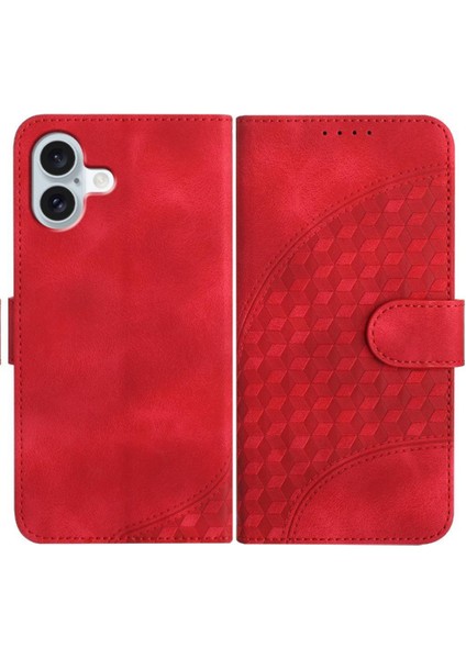 IPhone 16 Için Flip Case Artı Pu Deri Kapak Çevirin Geometrik Desen Kartı (Yurt Dışından)
