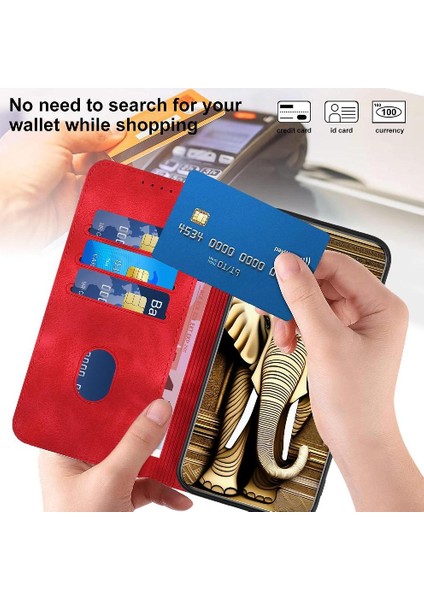 IPhone 16 Için Flip Case Artı Pu Deri Kapak Çevirin Geometrik Desen Kartı (Yurt Dışından)