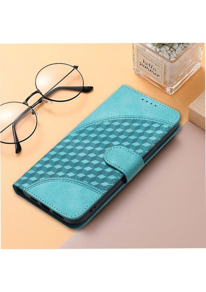 IPhone 16 Için Flip Case Artı Pu Deri Kapak Çevirin Geometrik Desen Kartı (Yurt Dışından)