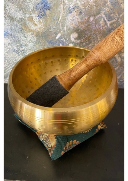 Pirinç Meditasyon Çanı Yoga Çanı Tibet Çanağı Singing Bowl 17 cm 7 Element Minderli