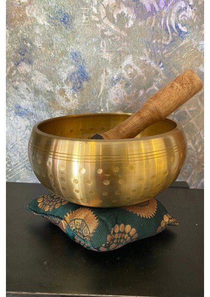 Pirinç Meditasyon Çanı Yoga Çanı Tibet Çanağı Singing Bowl 17 cm 7 Element Minderli