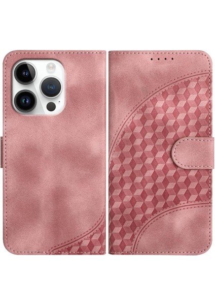 IPhone 16 Için Flip Case Pro Pu Deri Kapak Çevirin Geometrik Desen Kılıf (Yurt Dışından)