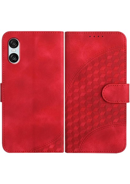 Sony Xperia 10 Vı Darbeye Deri Kılıf Için Flip Case Geometrik Desen (Yurt Dışından)