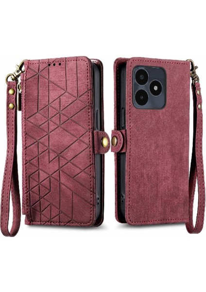 Realme Not 50 Için Flip Case Basit Iş Darbeye Kapak Kapak Cüzdan (Yurt Dışından)