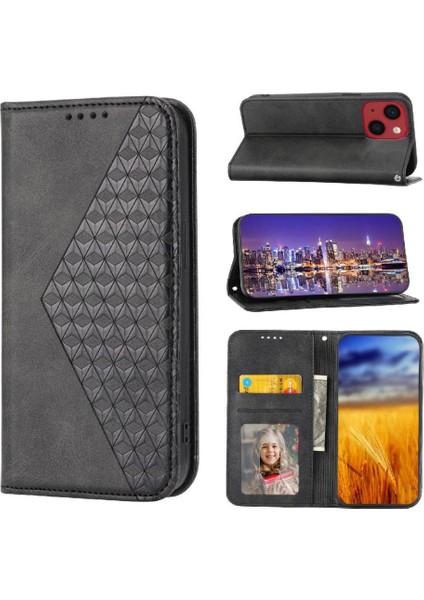 IPhone 14 Için Flip Case Pro Eşkenar Dörtgen Şekli Standı Günlük Kullanım Cüzdan El Kayışı (Yurt Dışından) indirimleri