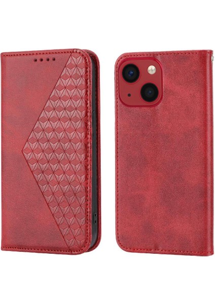 IPhone 14 Için Flip Case Pro Eşkenar Dörtgen Şekli Standı Günlük Kullanım Cüzdan El Kayışı (Yurt Dışından)
