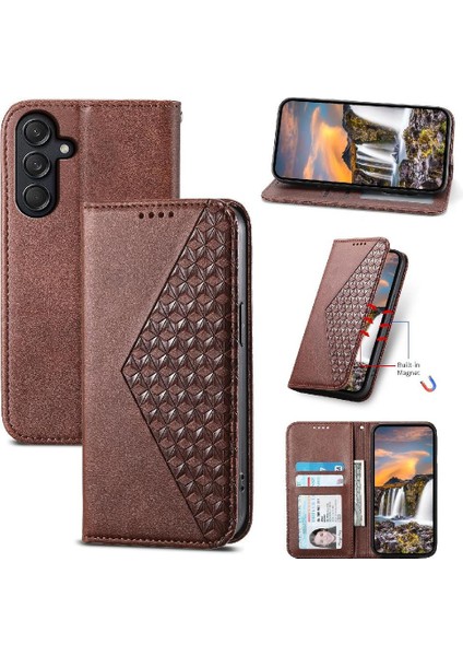 Samsung Galaxy M55 Günlük Kullanım Için Flip Case Standı Cüzdan El Kayışı Eşkenar Dörtgen (Yurt Dışından)