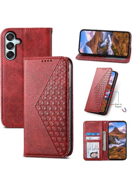 Samsung Galaxy Flip Eşkenar Dörtgen Şekli El Kayışı Cüzdan Günlük Kullanım Için Flip Case (Yurt Dışından)