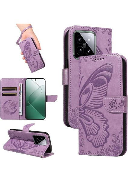 Kredi Kartı Yuvası ile Xiaomi 14 Için Flip Case Yüksek Kalite Deri El (Yurt Dışından)
