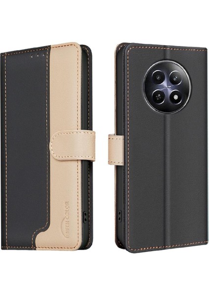 Realme 12 5g Kickstand Rfıd Engelleme Kart Yuvaları Tutucu Flip Case (Yurt Dışından)