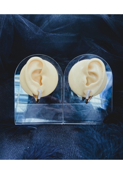 Cerrahi Çelik Altın Rengi Çift Küpe