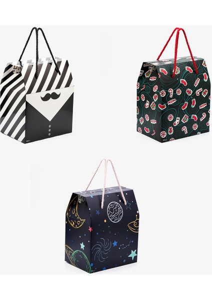 3'lü Kapaklı Kulplu Hediye Kutusu fiyatları