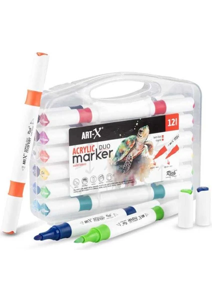 Art x Acrylic Duo Marker Çift Uçlu Su Bazlı Boyama Kalemi 12 Renk Set 18057