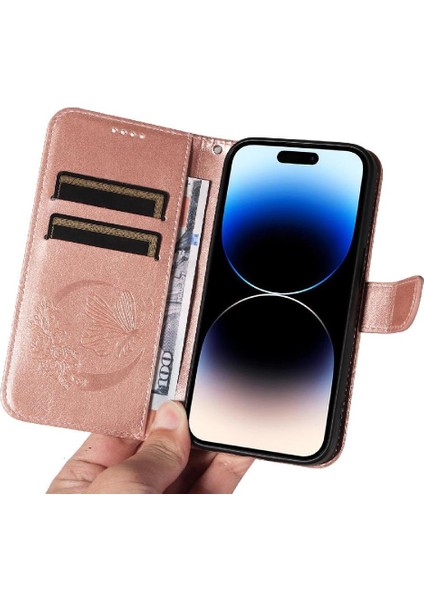 Kredi Kartı Yuvası ile IPhone 14 Pro Max Yüksek Kalite Deri Için Flip Case (Yurt Dışından)